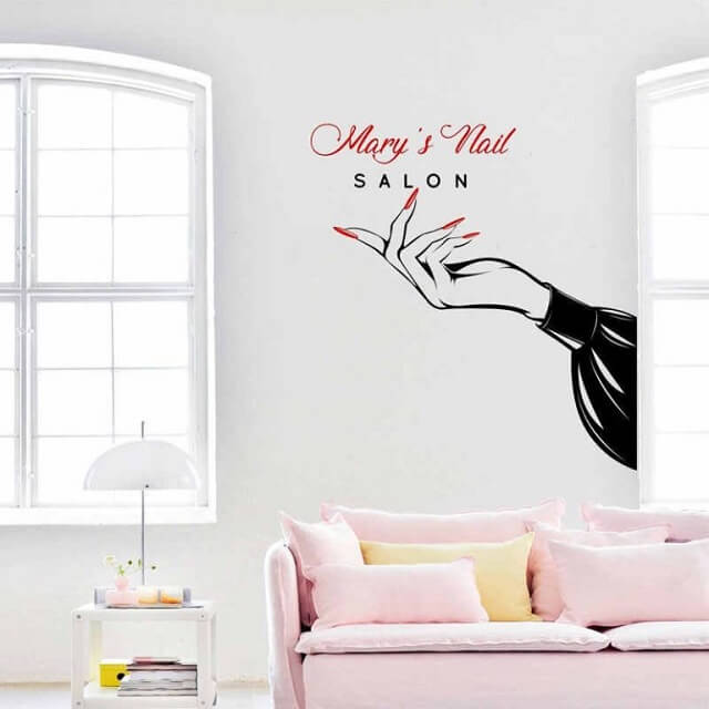 Hướng dẫn bạn trang trí kính Tiệm Nail thu hút & bắt mắt 5 Tranh dán tường Tiệm Nail