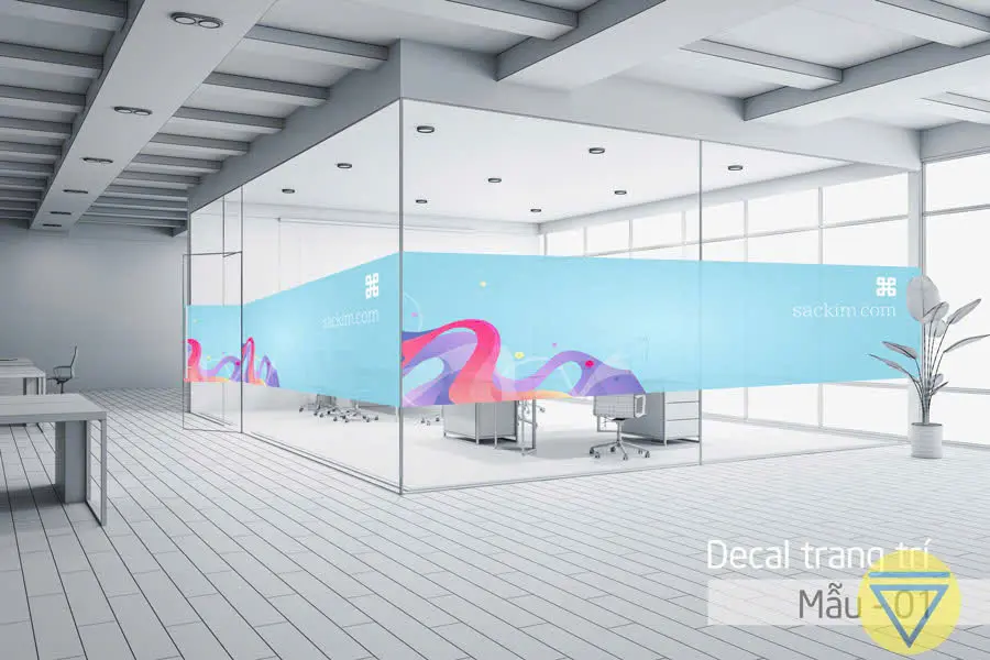 Mẫu decal dán kính in hoa văn trừu tượng phù hợp cho phòng thiết kế