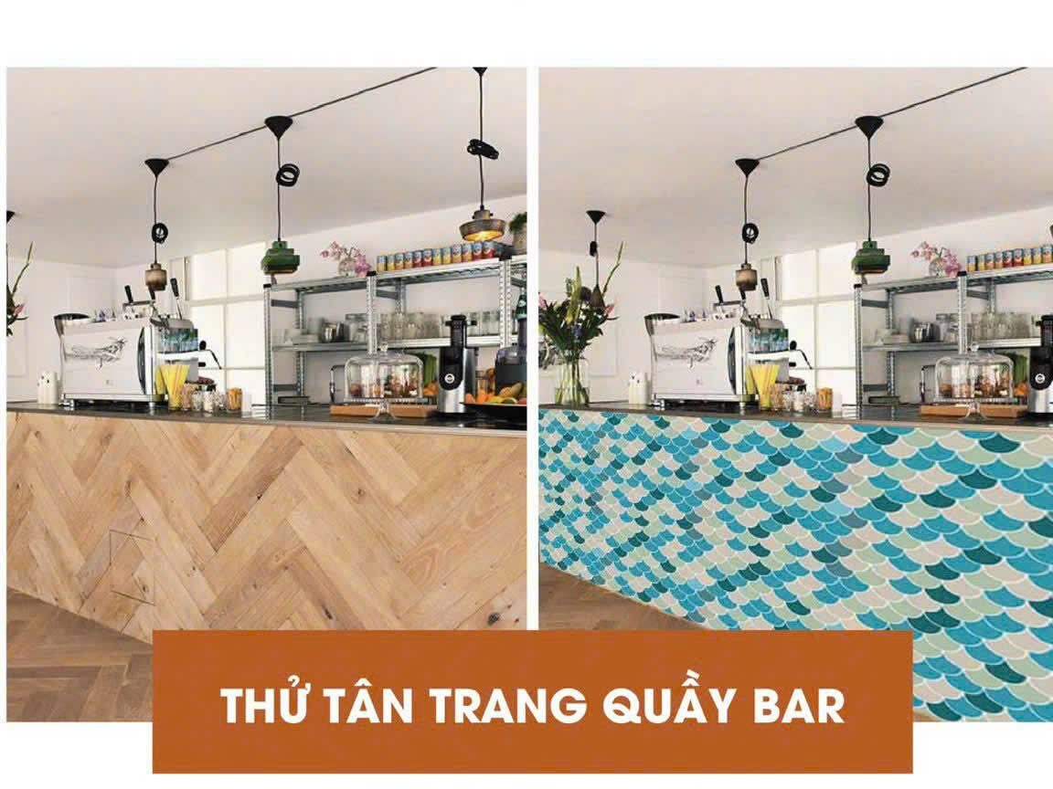 Tan trang quay Bar voi Decal gach bong hoa tiet xanh edited