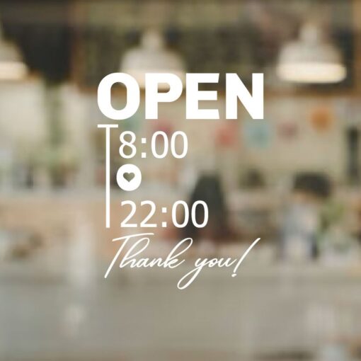 Decal Open đơn giản với trái tim - Hình ảnh 1