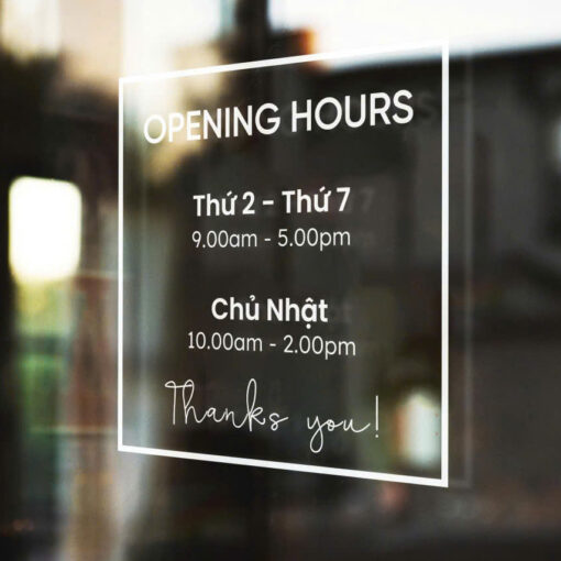 Decal Opening hour - Hình ảnh 1