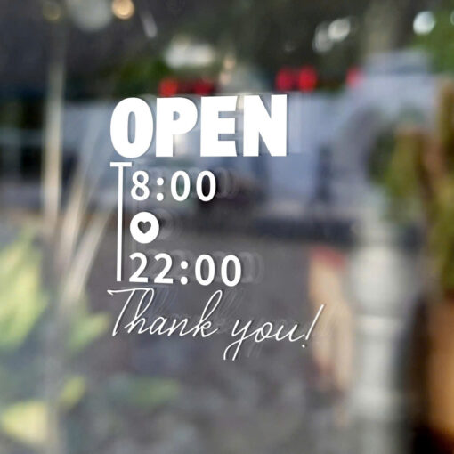 Decal Open đơn giản với trái tim - Hình ảnh 2
