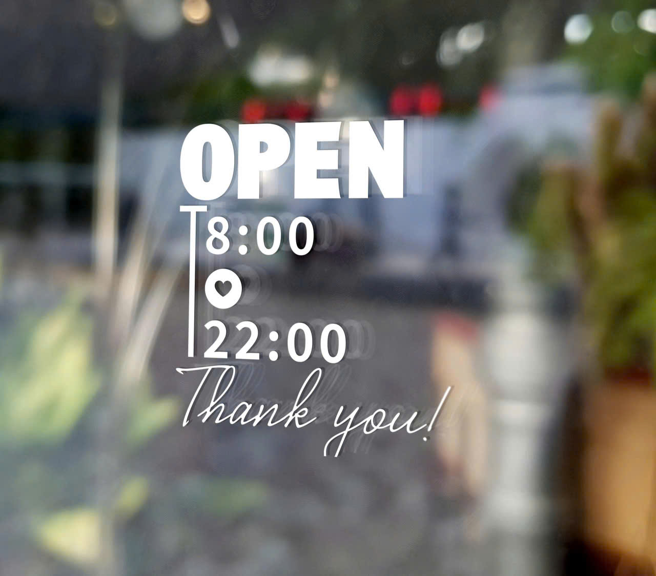 Decal Open đơn giản với trái tim - Hình ảnh 2