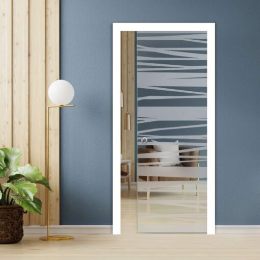 Decal Mờ Dán Kính Cửa Lùa - Họa Tiết Sọc Ngang  (Style Hiện Đại) - Hình ảnh 3