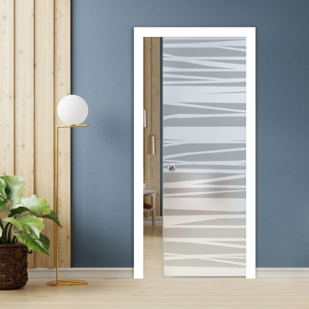 Decal Mờ Dán Kính Cửa Lùa - Họa Tiết Sọc Ngang  (Style Hiện Đại)
