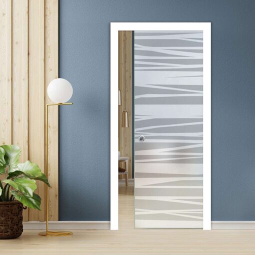 Decal Mờ Dán Kính Cửa Lùa - Họa Tiết Sọc Ngang  (Style Hiện Đại) - Hình ảnh 2