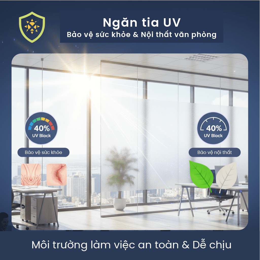 Decal mờ có thể Ngăn Tia UV – Bảo Vệ Sức Khỏe Và Nội Thất Văn Phòng