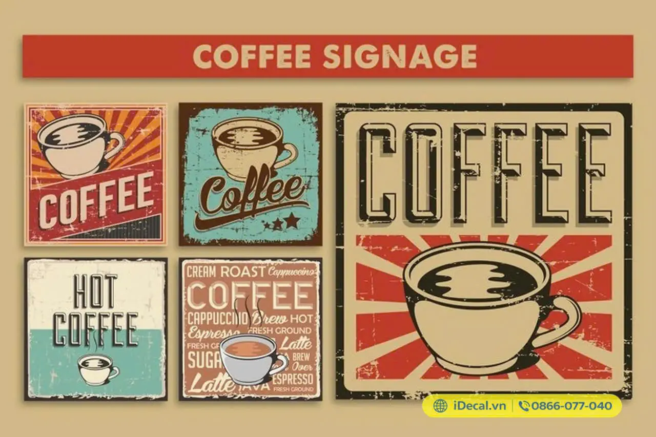 199+ mẫu Decal dán kính trang trí quán cafe đẹp – sáng tạo – thu hút 12 Decal dán kính với những gam màu trầm ấm in hoạ tiết ly cà phê cổ điển gợi nhớ về thập niên 80