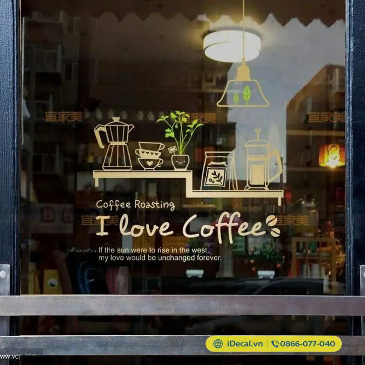 199+ mẫu Decal dán kính trang trí quán cafe đẹp – sáng tạo – thu hút 5 Decal trong in hình nghệ thuật với công nghệ in UV kết hợp hoàn hảo giữa hình ảnh minh họa sắc nét và sự thông thoáng của không gian, khẳng định phong cách riêng biệt của thương hiệu.
