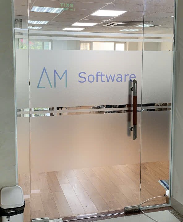 Decal kính mờ văn phòng công ty AM Softwave Tân Bình